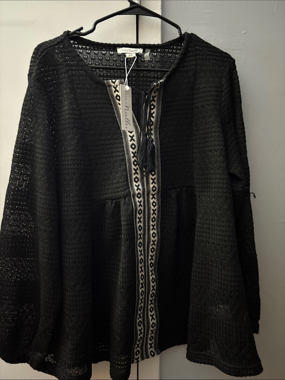 Simply Noelle Black Open-Knit Cardigan